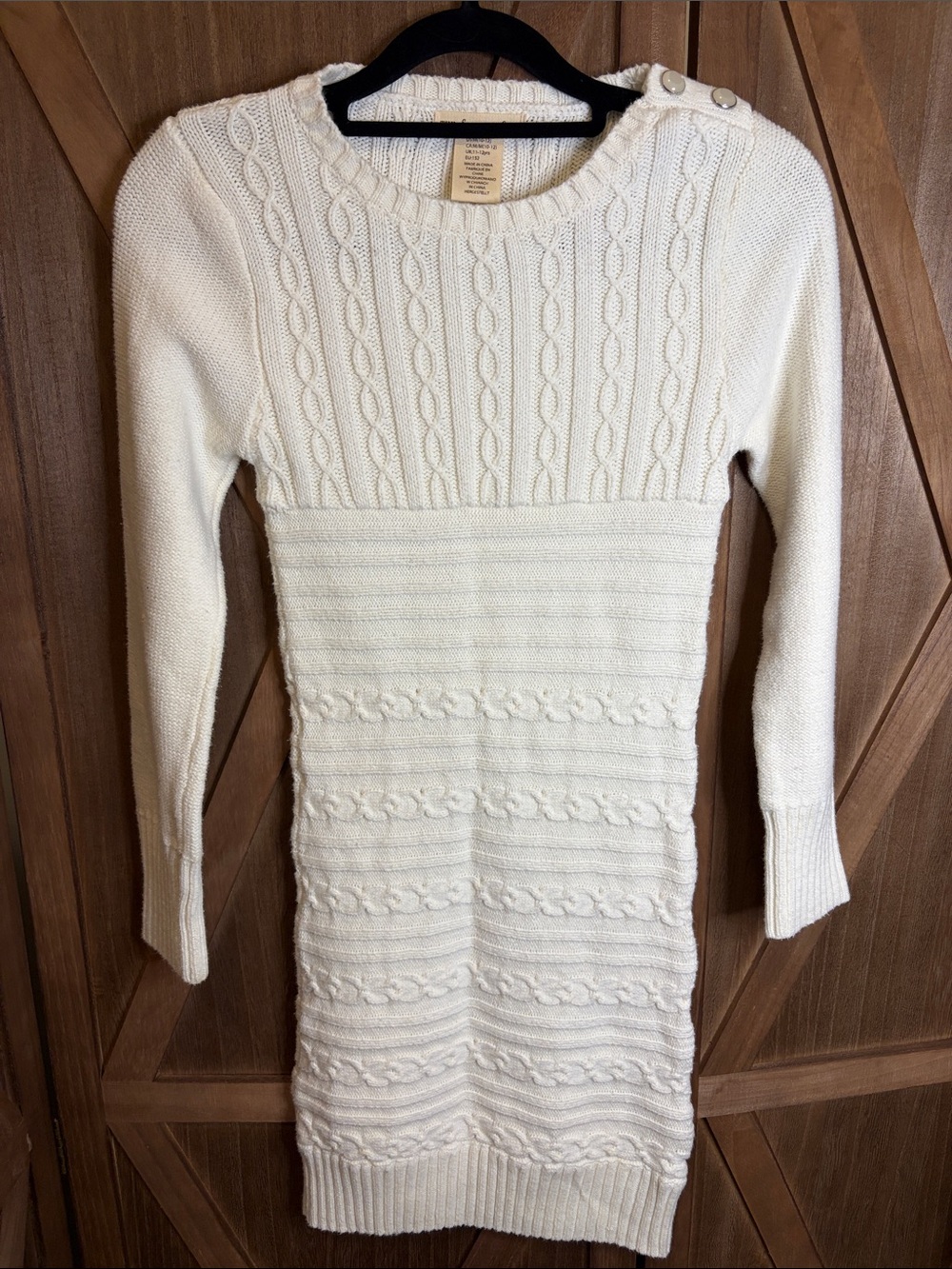 THE EAGLE'S EYE Cream Cable Knit Sweater Dress MEDIUM (8-10)